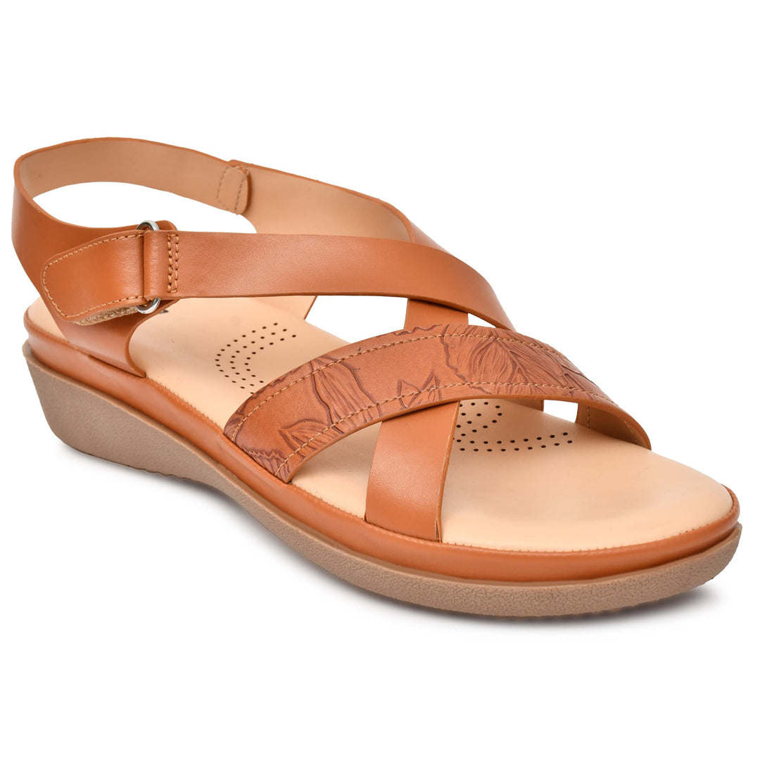Moshun Women’s Comfortable Orthopedic Flat Sandals, (Tan)