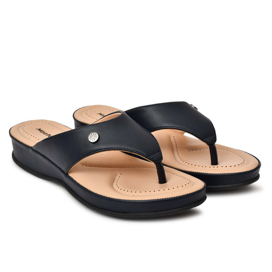 Moshun Women’s Matte Finish Orthopedic Flip-Flops, (Navy Blue)
