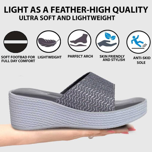 Moshun Women’s Glossy Wedge Heel Sandals, (Grey)