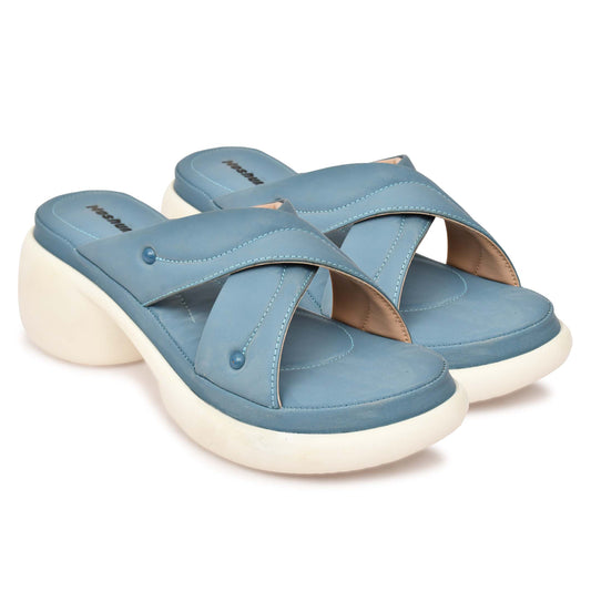 Moshun Women’s Open Toe Wedge Heel Sandals, (Blue)
