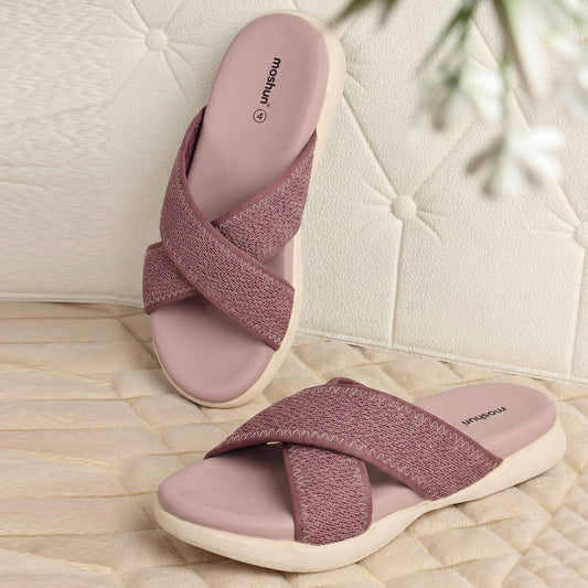 Moshun Women’s Criss Cross Sandals, (Burgundy)