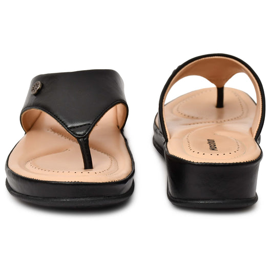 Moshun Women’s Matte Finish Orthopedic Flip-Flops, (Black)