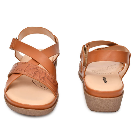 Moshun Women’s Comfortable Orthopedic Flat Sandals, (Tan)