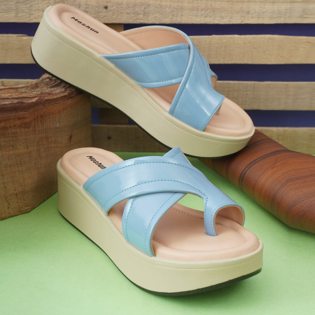 Moshun Women’s 2-Inch Wedge Heel Sandals, (Blue)