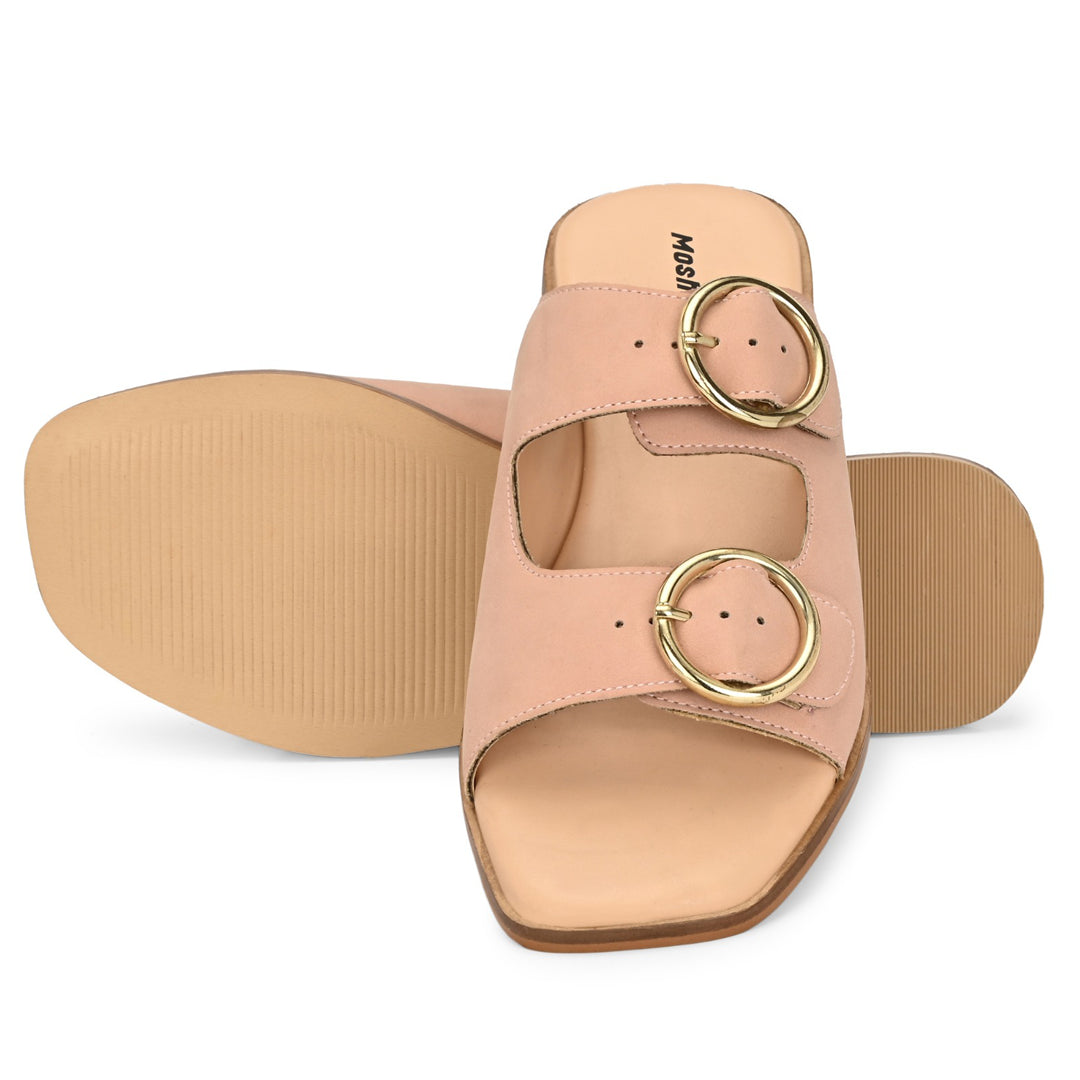 Moshun Women’s Fancy Orthopedic Flat Sandals, (Peach)