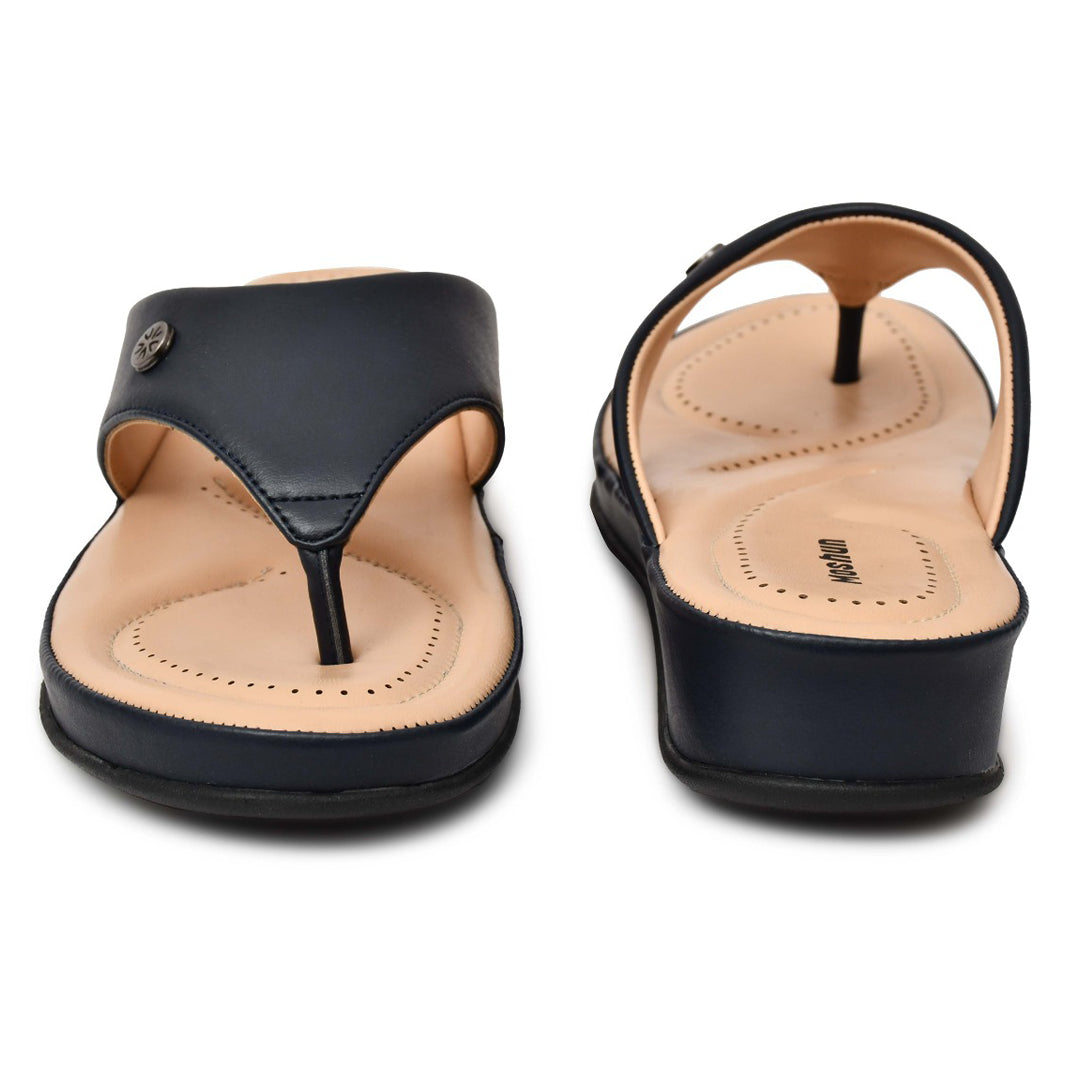 Moshun Women’s Matte Finish Orthopedic Flip-Flops, (Navy Blue)