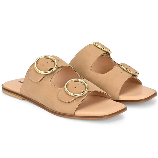 Moshun Women’s Fancy Orthopedic Flat Sandals, (Beige)