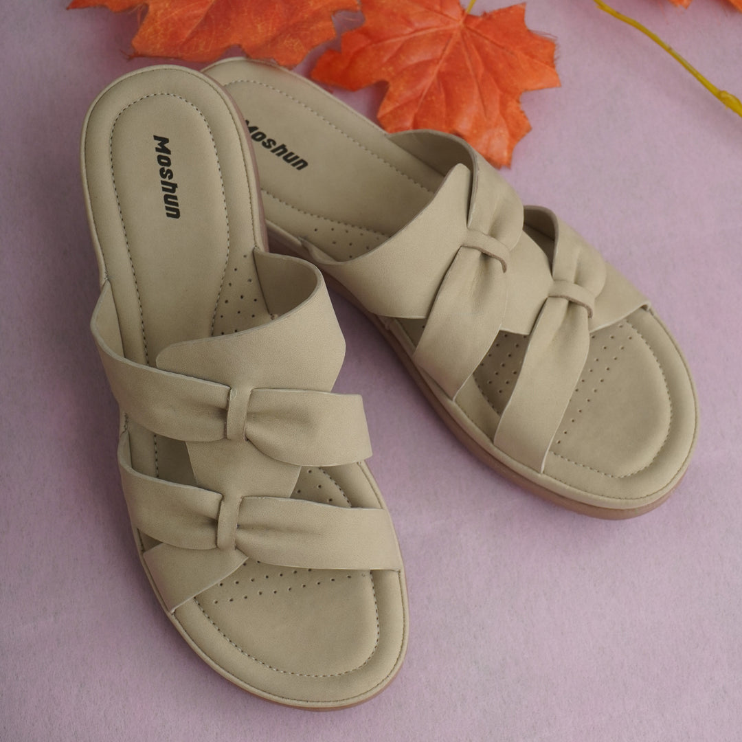 Moshun Women’s Criss Cross Matte Finish Sandals, (Beige)
