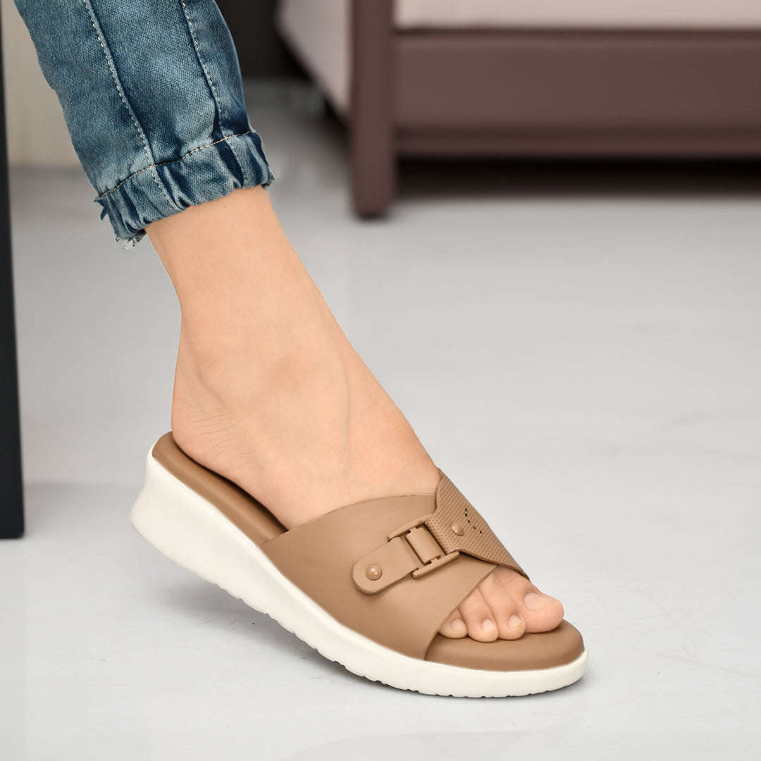 Moshun Women’s Adjustable Strap Open Toe Wedge Heel Sandals, (Beige)