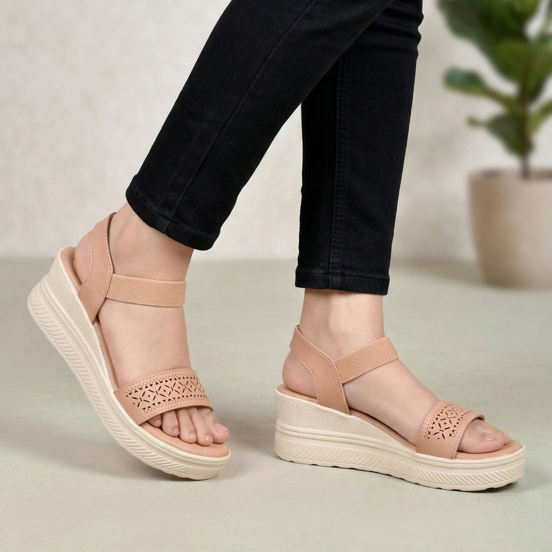 Moshun Women’s Wedge Heel Sandals, (Pink)