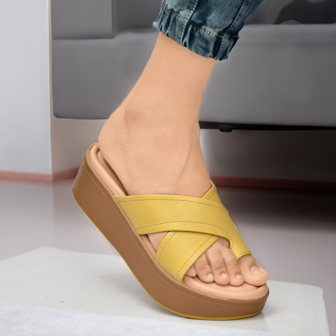 Moshun Women’s 2-Inch Wedge Heel Sandals, (Yellow)