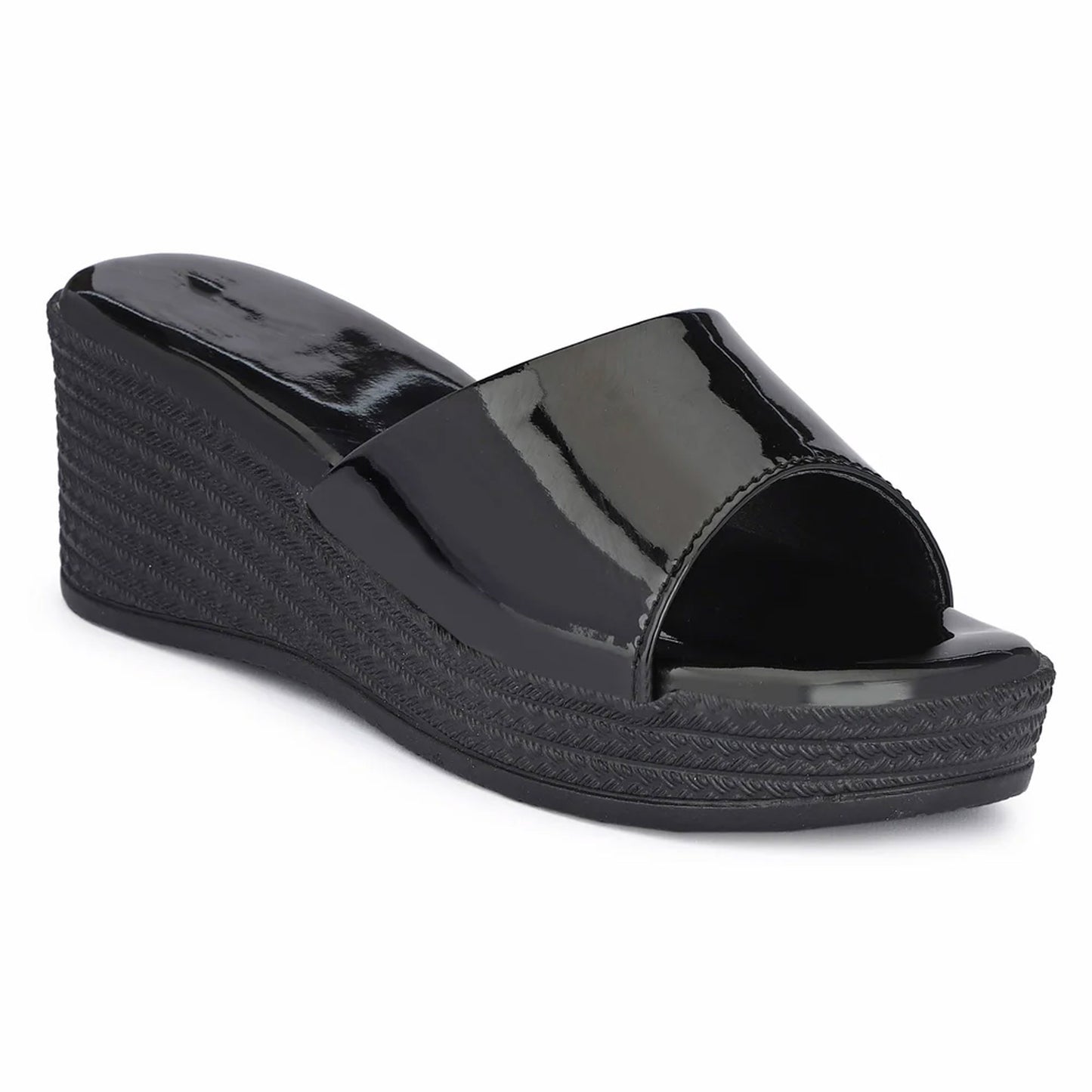 Glossy Wedge Heel Sandals