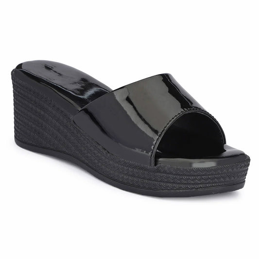 Glossy Wedge Heel Sandals