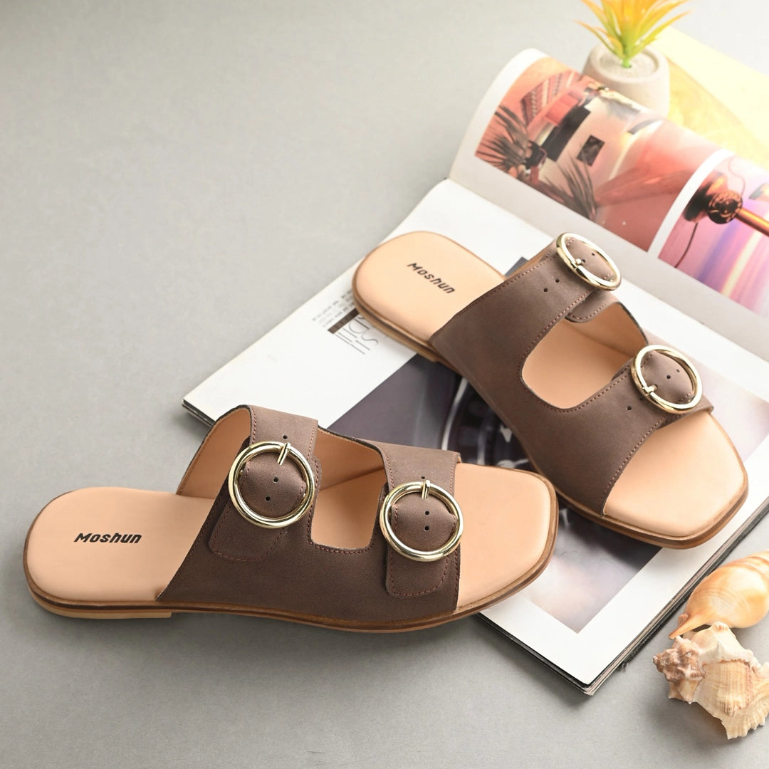 Moshun Women’s Fancy Orthopedic Flat Sandals, (Brown)