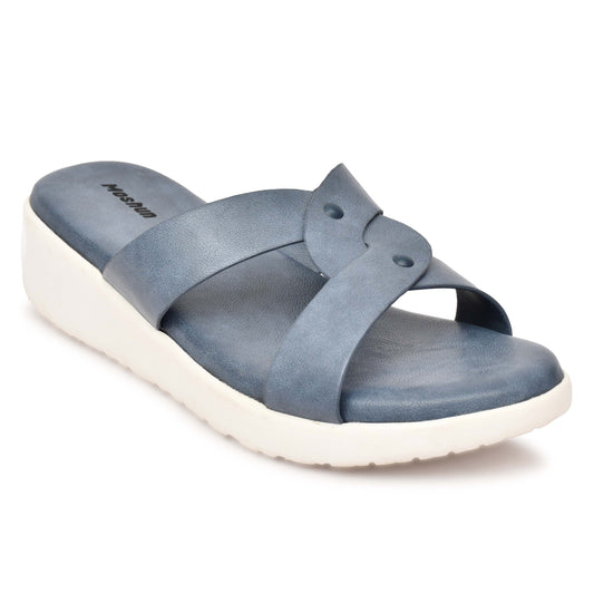 Moshun Women’s Open Toe Orthopedic Flat Sandals, (Blue)