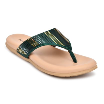 Moshun Women's Memory Foam Thong Flip-Flops, (Green)