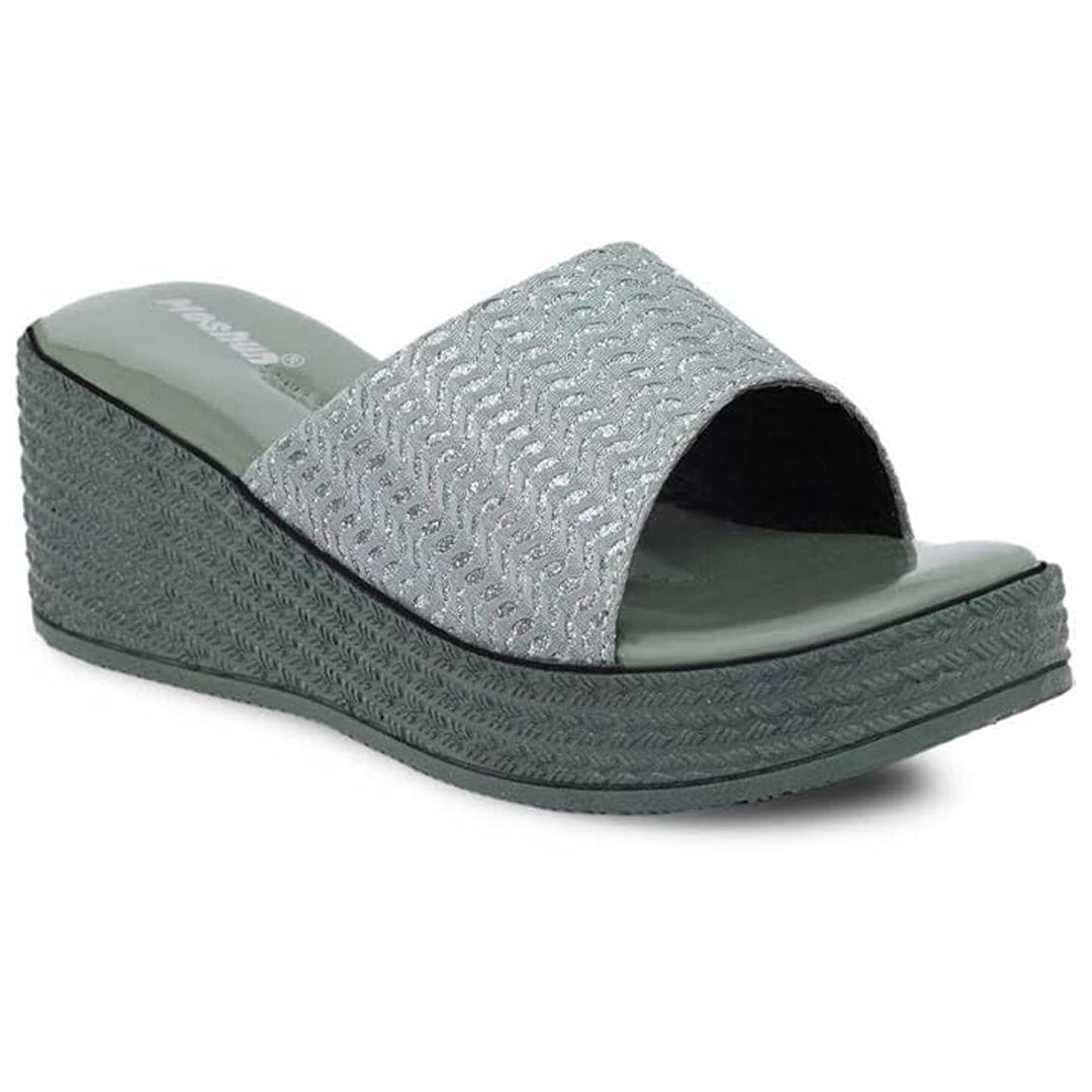 Moshun Women’s Glossy Wedge Heel Sandals, (Pista)