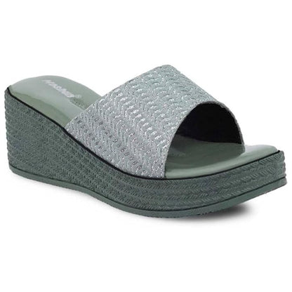 Moshun Women’s Glossy Wedge Heel Sandals, (Pista)