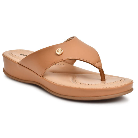 Moshun Women’s Matte Finish Orthopedic Flip-Flops, (Tan)