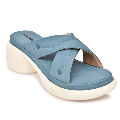 Moshun Women’s Open Toe Wedge Heel Sandals, (Blue)