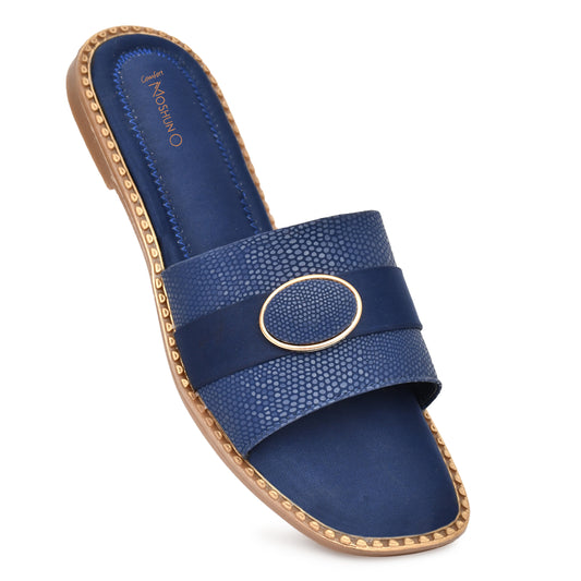 MOSHUN Women’s Open Toe Soft Cushioned Light Weight Flat Sandals, (Blue)