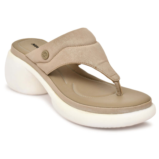 Moshun Women’s Thong Pattern Open Toe Wedge Heel Sandals, (Beige)