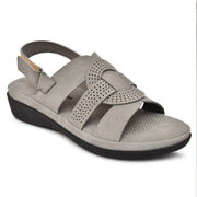 Moshun Women’s Criss Cross Matte Finish Flat Sandals (Grey)