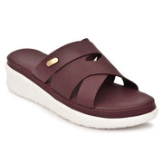 Moshun Women’s Open Toe Wedge Heel Sandals, (Maroon)
