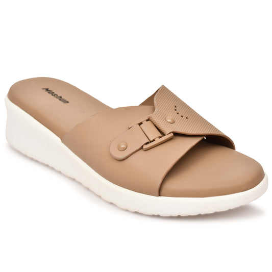 Moshun Women’s Adjustable Strap Open Toe Wedge Heel Sandals, (Beige)