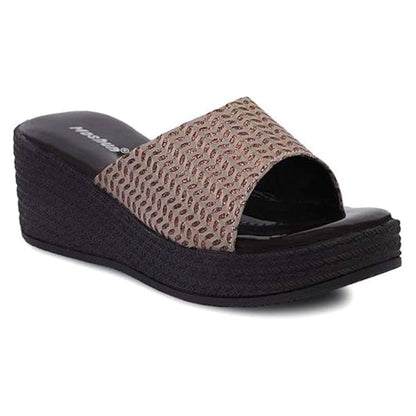 Moshun Women’s Glossy Wedge Heel Sandals, (Brown)