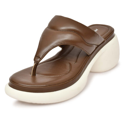 Moshun Women’s Thong Pattern Open Toe Wedge Heel Sandals, (Brown)