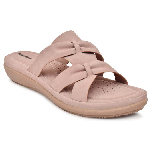 Moshun Women’s Criss Cross Matte Finish Sandals, (Peach)