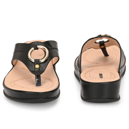 Moshun Women’s Fancy Orthopedic Flip-Flops, (Black)