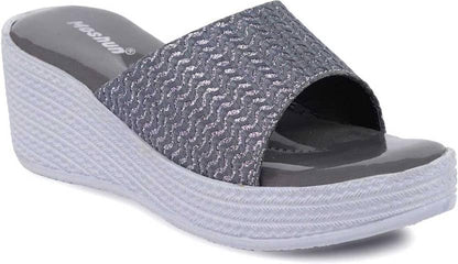 Moshun Women’s Glossy Wedge Heel Sandals, (Grey)