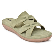 Moshun Women’s Criss Cross Matte Finish Sandals, (Olive)