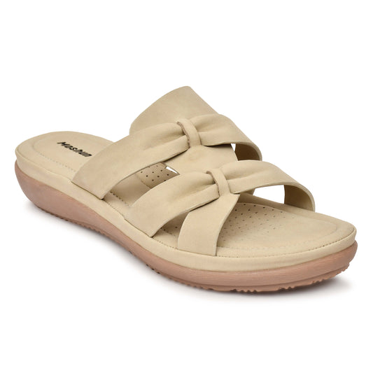Moshun Women’s Criss Cross Matte Finish Sandals, (Beige)