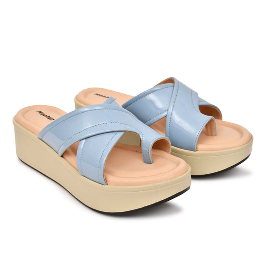 Moshun Women’s 2-Inch Wedge Heel Sandals, (Blue)
