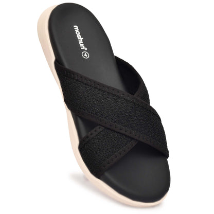 Moshun Women’s Criss Cross Sandals, (Black)