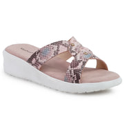 Moshun Women’s Printed Open Toe Flat Sandals, (Peach)