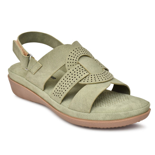 Moshun Women’s Criss Cross Matte Finish Flat Sandals (Olive)