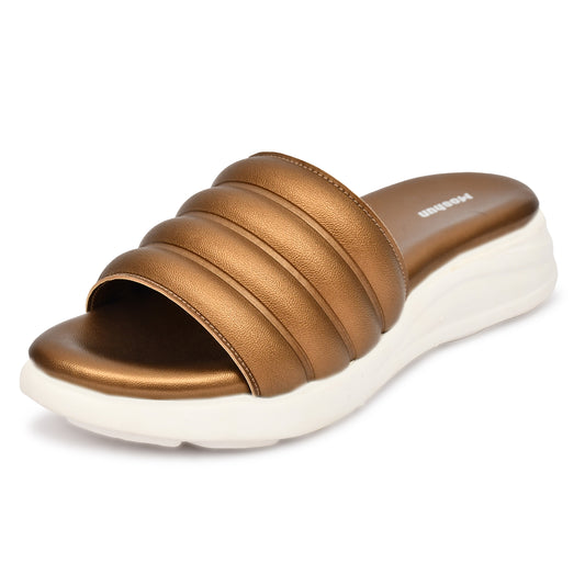 Moshun Women Wedge Heel Mule Slippers, (Antique)