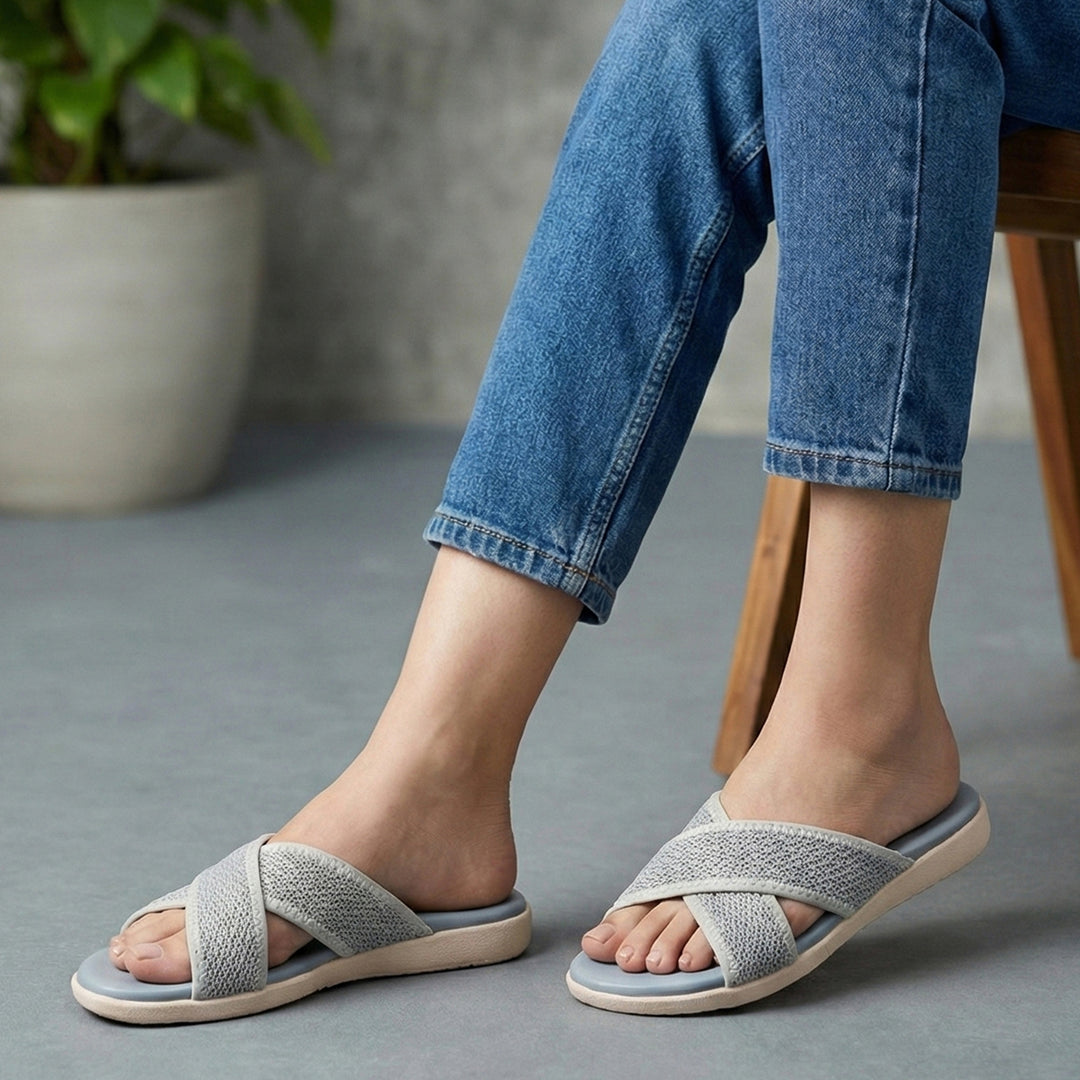 Moshun Women’s Criss Cross Sandals, (Grey)
