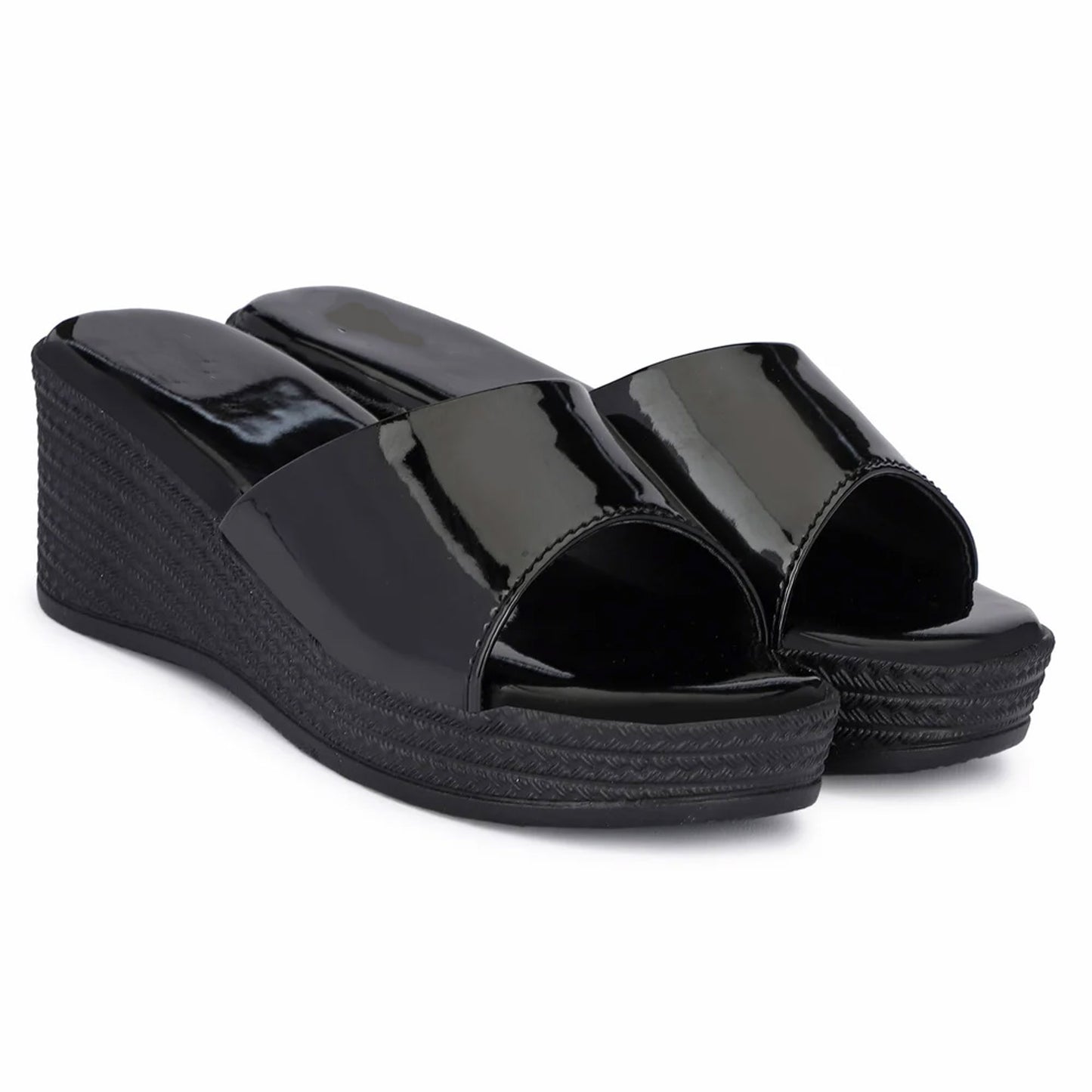 Glossy Wedge Heel Sandals