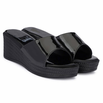 Glossy Wedge Heel Sandals