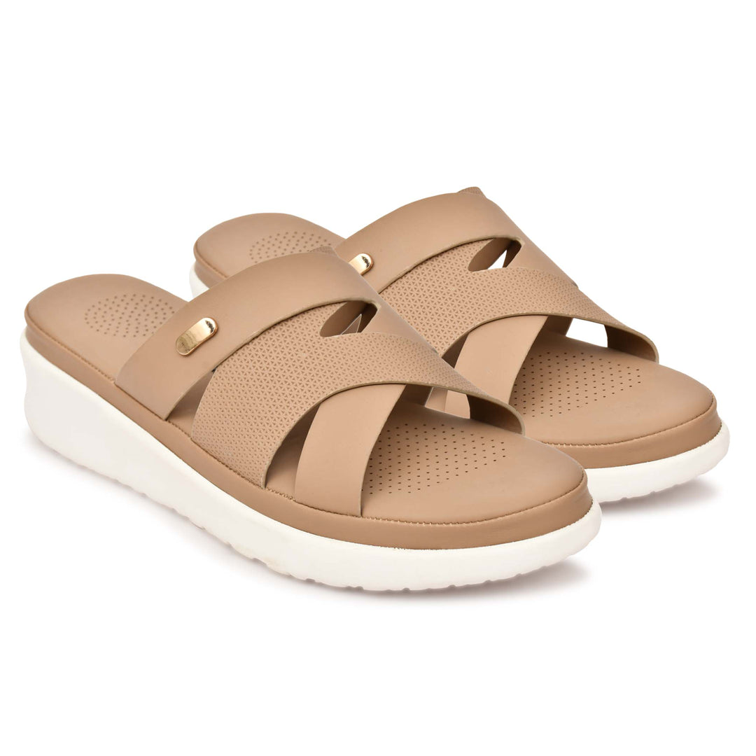 Moshun Women’s Open Toe Wedge Heel Sandals, (Beige)