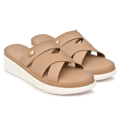 Moshun Women’s Open Toe Wedge Heel Sandals, (Beige)