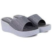 Moshun Women’s Glossy Wedge Heel Sandals, (Grey)