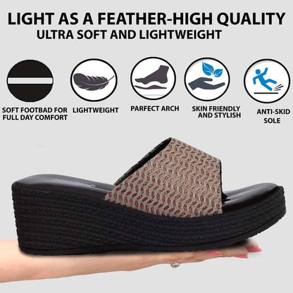 Moshun Women’s Glossy Wedge Heel Sandals, (Brown)