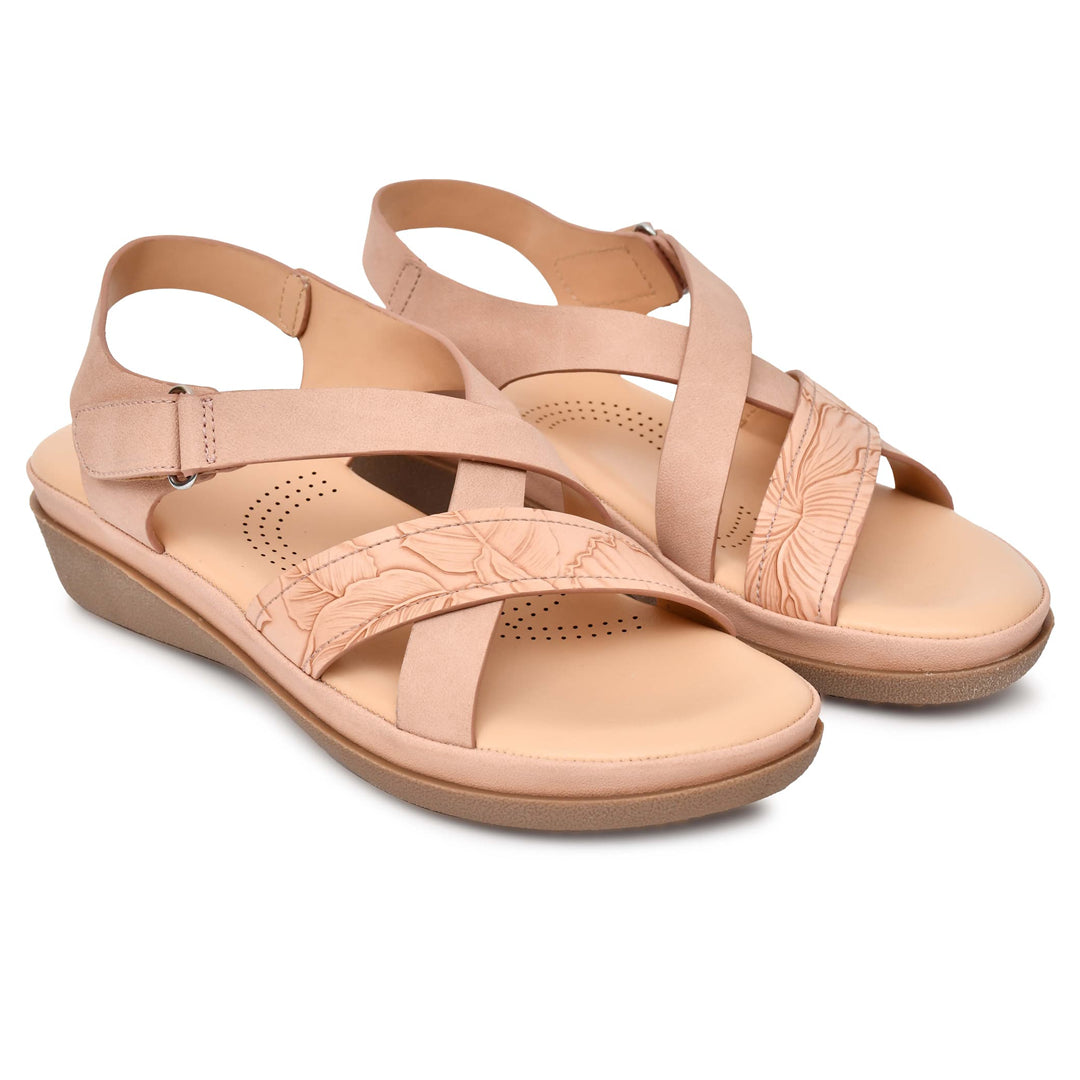 Moshun Women’s Comfortable Orthopedic Flat Sandals, (Peach)