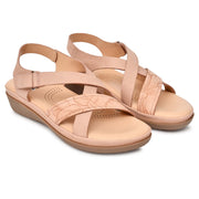 Moshun Women’s Comfortable Orthopedic Flat Sandals, (Peach)